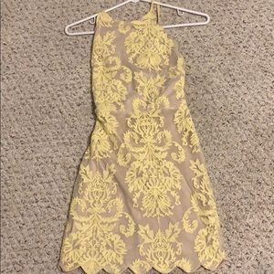 yellow and tan tight dress